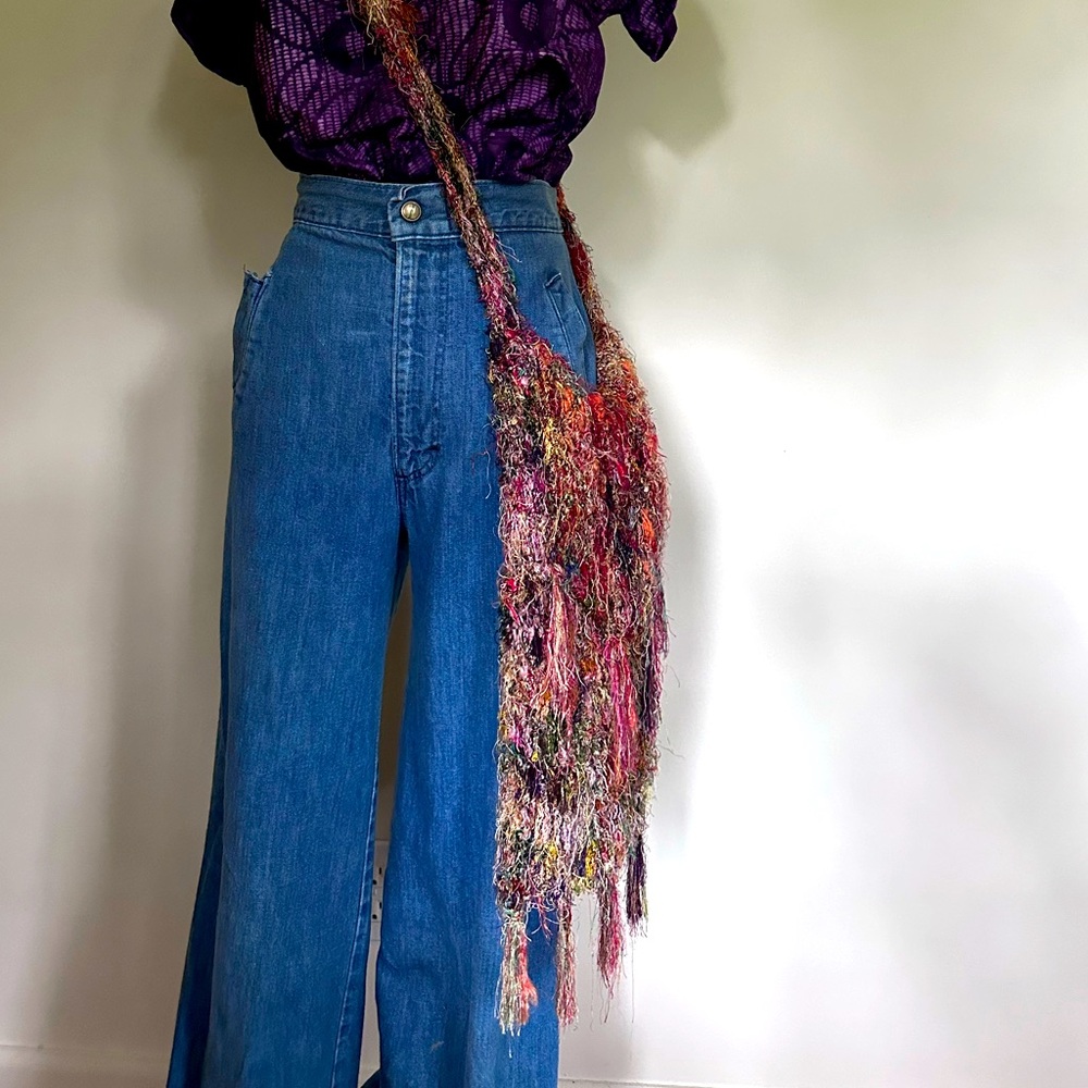 Vintage Boho Cross Body Festival Bag 100% recycled silk made in Nepal.
